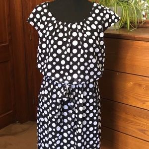 Robbie Bee Black & White Polka Dot Dress Sz 12